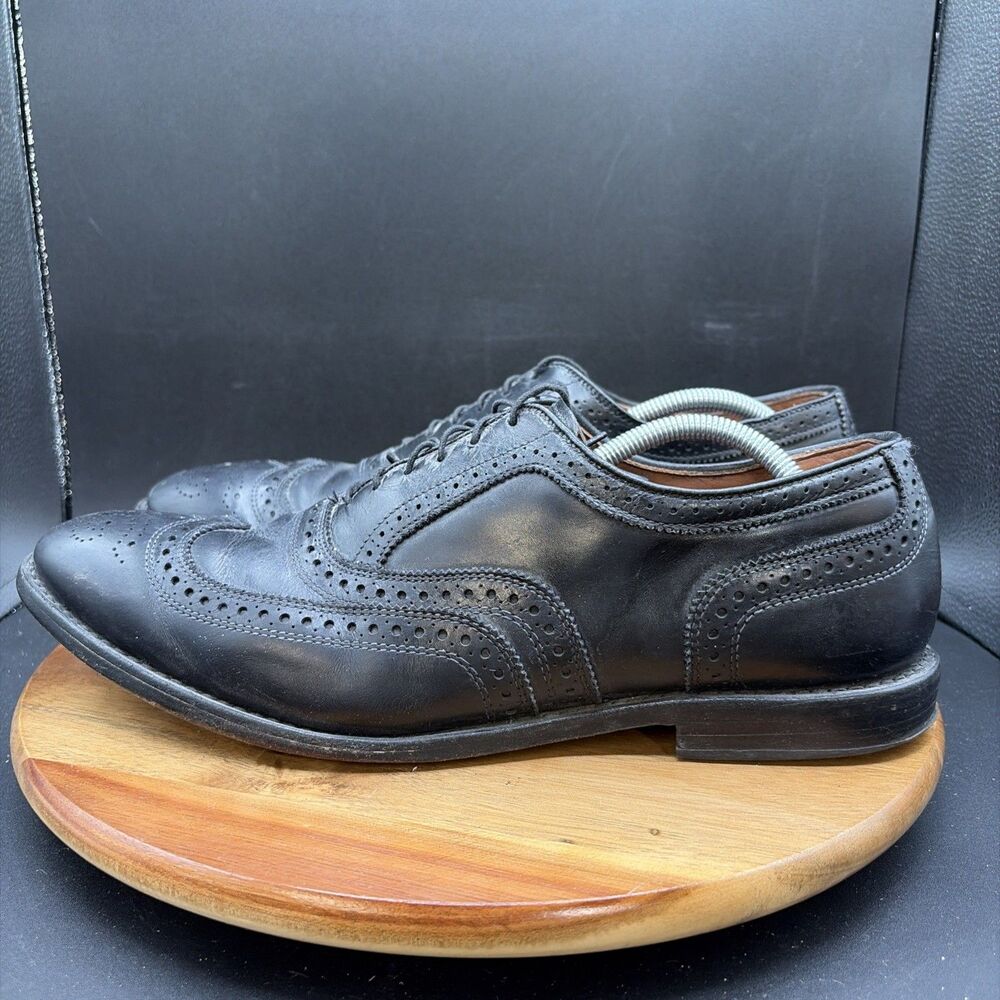 Allen Edmonds McAllister Mens Size 12 D Shoes Black Leather Wingtip Brogue Dress